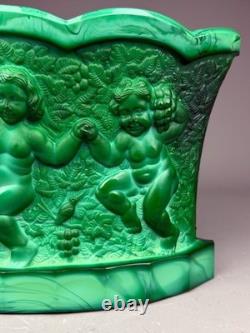 Vase à fleurs en verre malachite verte Heinrich Hoffmann Art 1930