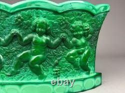 Vase à fleurs en verre malachite verte Heinrich Hoffmann Art 1930