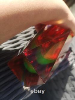 Vase à fleurs facetté en verre Sommerso de Flavio Poli, Murano, milieu du siècle, 3 couleurs, rare