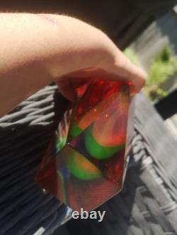 Vase à fleurs facetté en verre Sommerso de Flavio Poli, Murano, milieu du siècle, 3 couleurs, rare