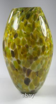 Vase à fleurs vintage en verre artistique anglais décoratif, ovale, milieu du siècle 1960