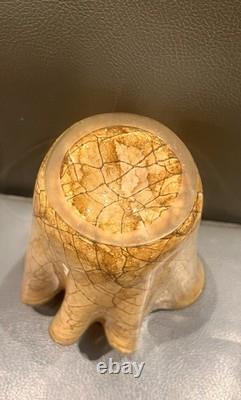 Vase à mouchoir en verre vintage 10 pouces grand motif craquelé en marbre soufflé à la main