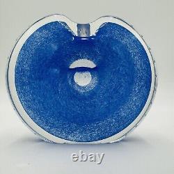 Vase à parfum en verre artistique vintage bleu Michael Nourot MCM 1980 presse-papiers