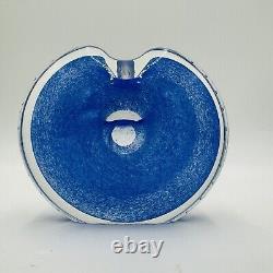 Vase à parfum en verre artistique vintage bleu Michael Nourot MCM 1980 presse-papiers