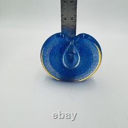 Vase à parfum en verre artistique vintage bleu Michael Nourot MCM 1980 presse-papiers