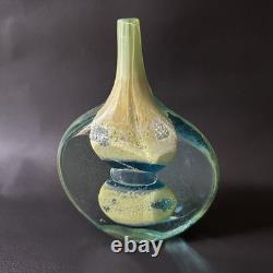 Vase à sucette en verre artistique facetté Mdina Malte signé vintage Michael Harris
