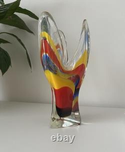 Vase à trois lobes Iwatsu Hineri Glassworks hautement collectionnable, années 1960, japonais