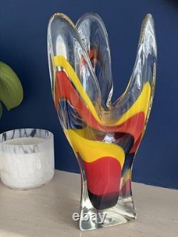 Vase à trois lobes Iwatsu Hineri Glassworks hautement collectionnable, années 1960, japonais