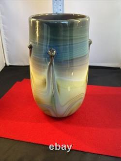 Vase à tumbler en verre soufflé vintage signé Frederick Warren 76