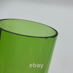 Vase ancien en verre vert Art nouveau avec monture métallique 7