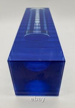 Vase bleu cobalt Kinetic Geometric Psychedelic Glass Art Tower épais et lourd