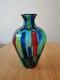 Vase Bouteille En Verre D&rsquo;art Murano Ballarin Pezzato &agrave; Carr&eacute;s, Sign&eacute;. Tr&egrave;s Bon &eacute;tat.