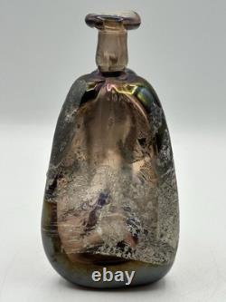 Vase bouteille en verre d’art de Chris Buzzini, signé par l’artiste, 3/1971, pièce de début de carrière