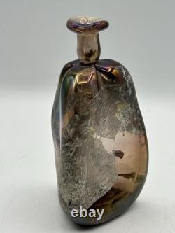 Vase bouteille en verre d’art de Chris Buzzini, signé par l’artiste, 3/1971, pièce de début de carrière