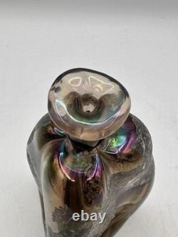 Vase bouteille en verre d’art de Chris Buzzini, signé par l’artiste, 3/1971, pièce de début de carrière