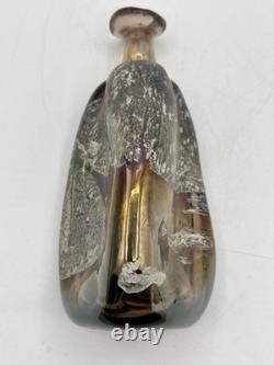 Vase bouteille en verre d’art de Chris Buzzini, signé par l’artiste, 3/1971, pièce de début de carrière