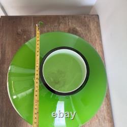 Vase bulbeux en verre cerné vert et blanc d'Empoli vintage 28 cm