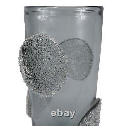 Vase d'art en verre de la forêt gris fumé de 38,5 cm fait main pour la décoration intérieure de la table des vases à fleurs