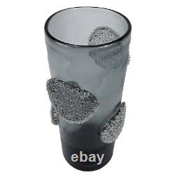 Vase d'art en verre de la forêt gris fumé de 38,5 cm fait main pour la décoration intérieure de la table des vases à fleurs