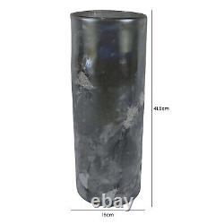 Vase d'art en verre gris de 41 cm fait main pour décoration intérieure étagère de table vase à fleurs