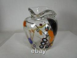 Vase de canne en patchwork en verre d'art de taille de pomme de studio lourd