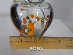 Vase de canne en patchwork en verre d'art de taille de pomme de studio lourd