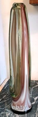 Vase de centre en verre artistique de style Murano vintage, en verre soufflé à la main, motif tourbillon.