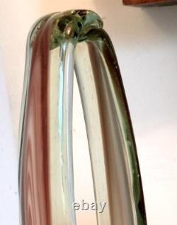 Vase de centre en verre artistique de style Murano vintage, en verre soufflé à la main, motif tourbillon.