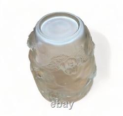 Vase de chérubin putti en verre givré de style vintage Lalique/Sabino 2 sur 2 9.5