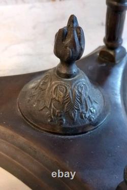 Vase de jardin en bronze/verre vintage en style Art Nouveau, 24 pouces de hauteur et lourd