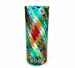 Vase de studio Millefiori Murrine Ballarin Murano signé multicolore