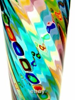 Vase de studio Millefiori Murrine Ballarin Murano signé multicolore