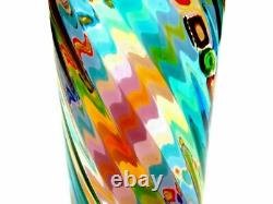 Vase de studio Millefiori Murrine Ballarin Murano signé multicolore