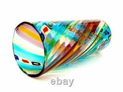 Vase de studio Millefiori Murrine Ballarin Murano signé multicolore
