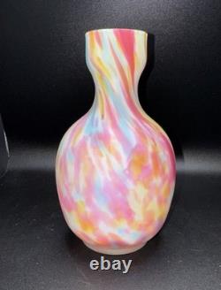 Vase décoratif en verre art confetti, corps bulbueux, col étroit, multicolore, UV