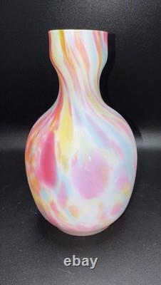 Vase décoratif en verre art confetti, corps bulbueux, col étroit, multicolore, UV