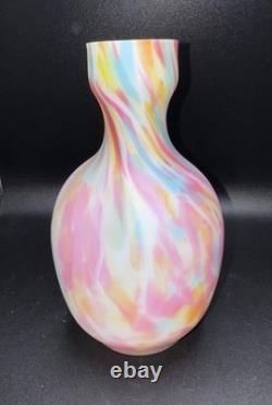 Vase décoratif en verre art confetti, corps bulbueux, col étroit, multicolore, UV