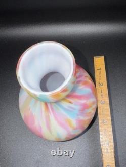 Vase décoratif en verre art confetti, corps bulbueux, col étroit, multicolore, UV