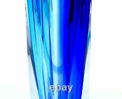 Vase en bloc de verre art déco signé Mandruzzato de Murano avec certificat/boîte