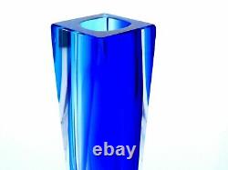 Vase en bloc de verre art déco signé Mandruzzato de Murano avec certificat/boîte