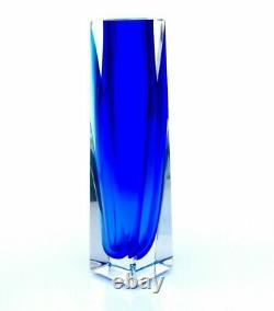 Vase en bloc de verre art déco signé Mandruzzato de Murano avec certificat/boîte