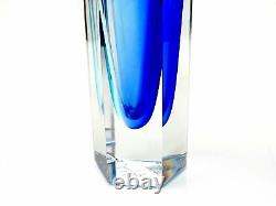 Vase en bloc de verre d'art Murano Mandruzzato signé et certificat/boîte 30,5cm