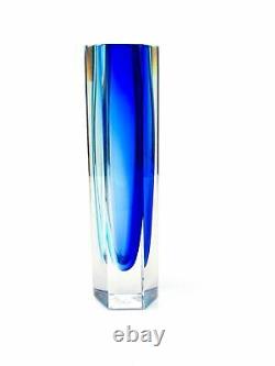 Vase en bloc de verre d'art Murano Mandruzzato signé et certificat/boîte 30,5cm