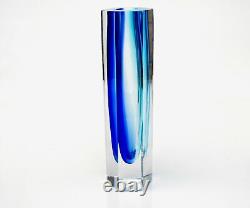 Vase en bloc de verre d'art Murano Mandruzzato signé et certificat/boîte 30,5cm