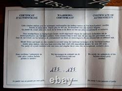 Vase en cristal Val St Lambert Patrick J Depuydt en verre clair taillé fuchsia cranberry