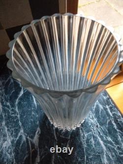 Vase en cristal au plomb Cristal D'Arques Athena vintage à côtes verticales, lourd, 10 cm, France