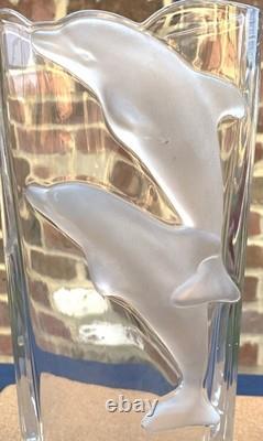 Vase en cristal de plomb Nachtmann avec un design de dauphin magnifique, environ 2,6 kg/5,5 lbs