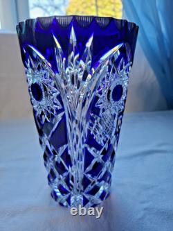 Vase en cristal taillé à la main, vintage, luxueux, bohème, 8, 2kg, bleu cobalt