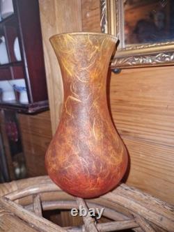 Vase en soie et paille avec effet de feu vintage des années 2000, art anglais