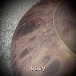 Vase en verre Aronof Israel fait main, art studio en verre rose et violet